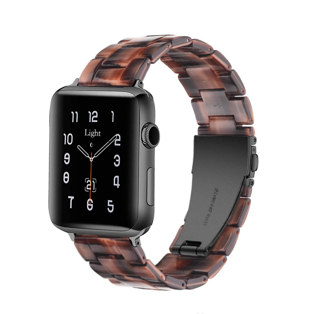 Light Apple Watch Band - Fashion Resin iWatch Band Bracelet Compatible with Stainless Steel Buckle for Apple Watch Series 6 Series SE Series 5 Series 4 Series 3 Series 2 1 (Chocolate, 38mm/40mm) - LeoForward Australia