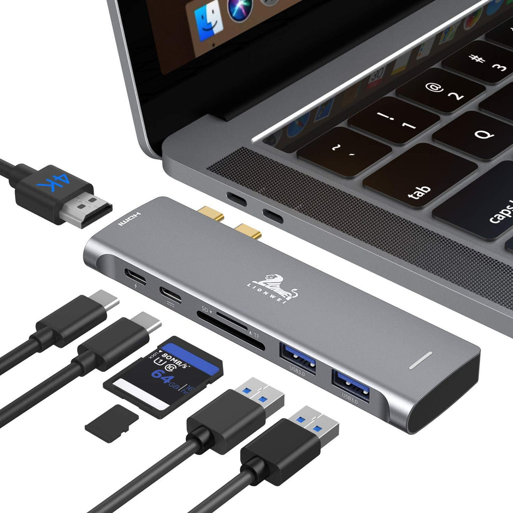 USB C Hub Adapter for MacBook Pro 13 15 16 inch 2020 2019 2018 2017 2016,with Thunderbolt 3 5K 60HZ, 4K HDMI,100W PD, 2 USB 3.0 and SD TF Card Readers, Multiport Dongle for MacBook Air 2020 2019 2018 - LeoForward Australia