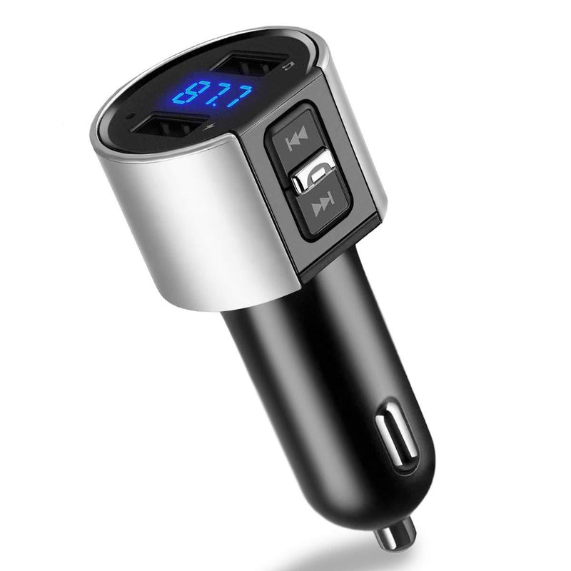 VR-robot FM Bluetooth Transmitter for Car, Wireless FM Bluetooth Radio Adapter Car Kit with Hands-Free Calling and 2 Ports USB Charger - LeoForward Australia