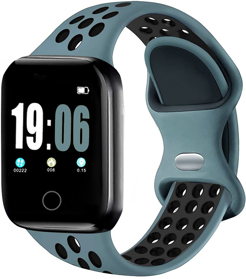 Elaikement Sport Band Compatible for Watch Bands 38mm 40mm 42mm 44mm Women Men, Breathable Soft Silicone Replacement Strap for Watch Series 6/5/4/3/2/1/SE, S/M M/L ACelestial Teal/Black 38mm/40mm S/M - LeoForward Australia