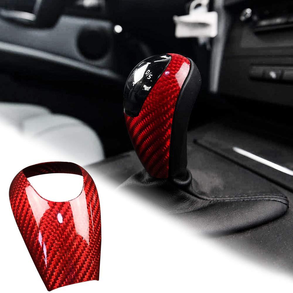 AIRSPEED Carbon Fiber Gear Shift Knob Cover Trim for BMW M3 M5 M6 Accessories(Red) - LeoForward Australia