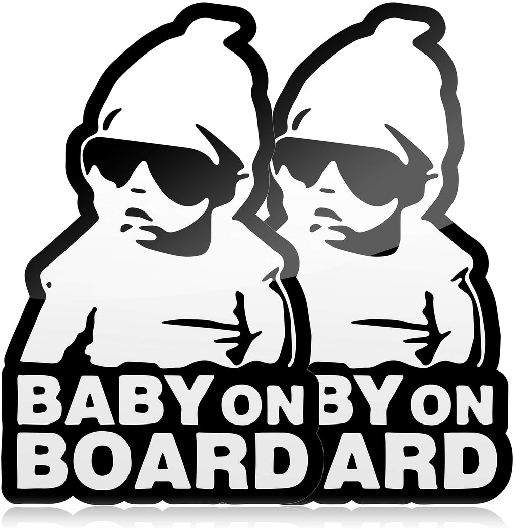  [AUSTRALIA] - Baby on Board Sticker for Cars, Funny Carlos Babies Style Decal from The Hangover, Black and White Vinyl Decals, Self Adhesive Baby in Car Bumper Stickers