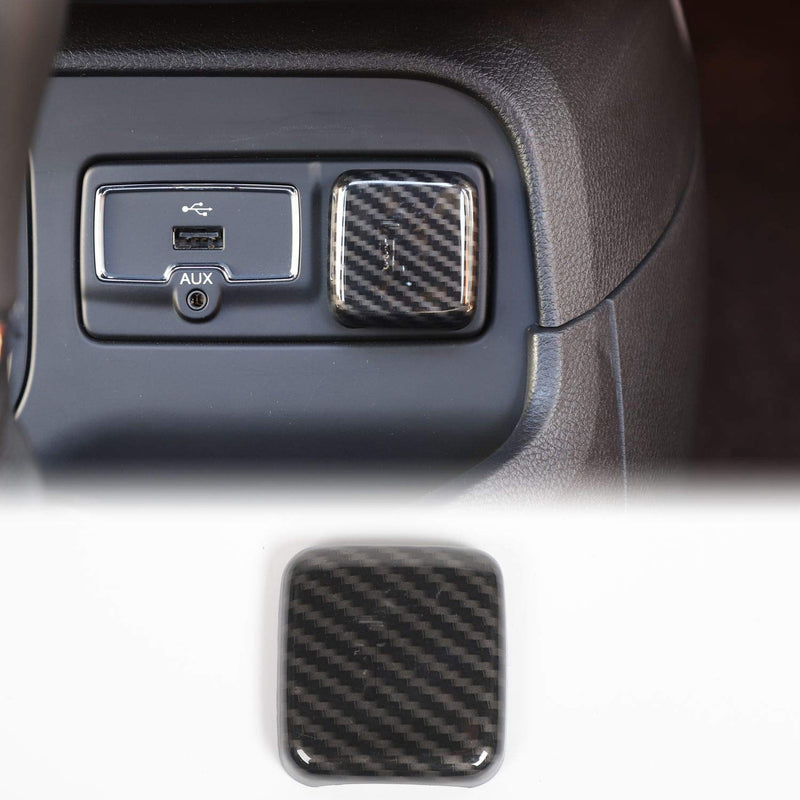  [AUSTRALIA] - Car Cigarette Lighter Cover Frame Trim Interior Accessories for Jeep Renegade 2019+, for Jeep Cherokee 2019+ (Carbon Fiber Grain) carbon fiber grain