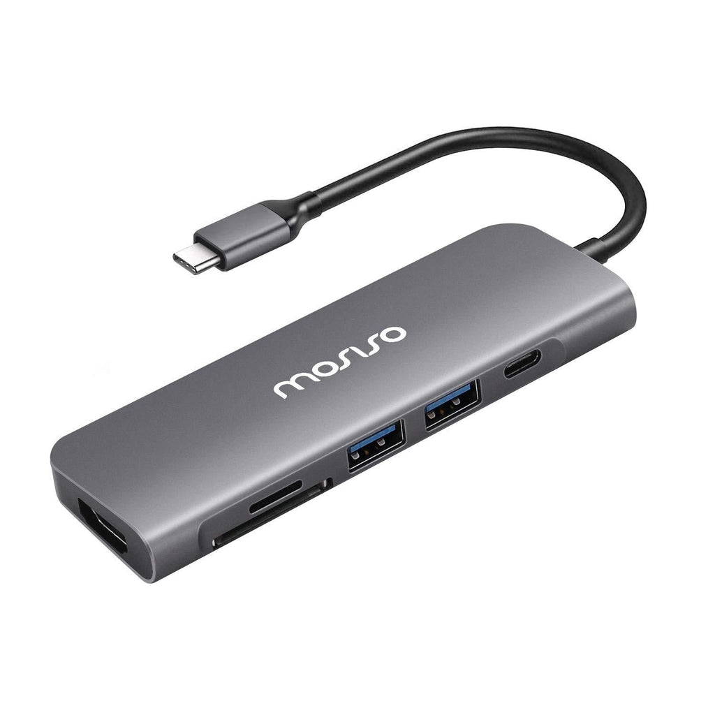 MOSISO USB-C Hub, 6in1 Type-C Multiport Adapter to 65W Power Charging,2 USB 3.0 Ports,SD/TF Card Reader/4K HDMI Compatible with MacBook Pro/MacBook Air/iPad/Dell XPS/More USB Type-C Devices,Space Gray - LeoForward Australia