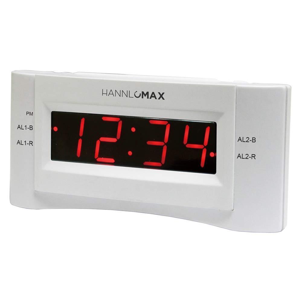 HANNLOMAX HX-136CR Alarm Clock Radio, PLL FM Radio, Dual Alarm. 0.9 inches Red LED Display, USB Port for 1A Charging (White) - LeoForward Australia