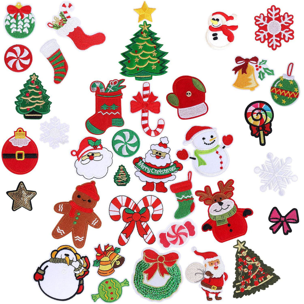 36pcs Christmas Iron on Patches Embroidered Sew Applique Repair Patch for Craft, Clothing, Decoration and DIY Christmas Gifts - LeoForward Australia