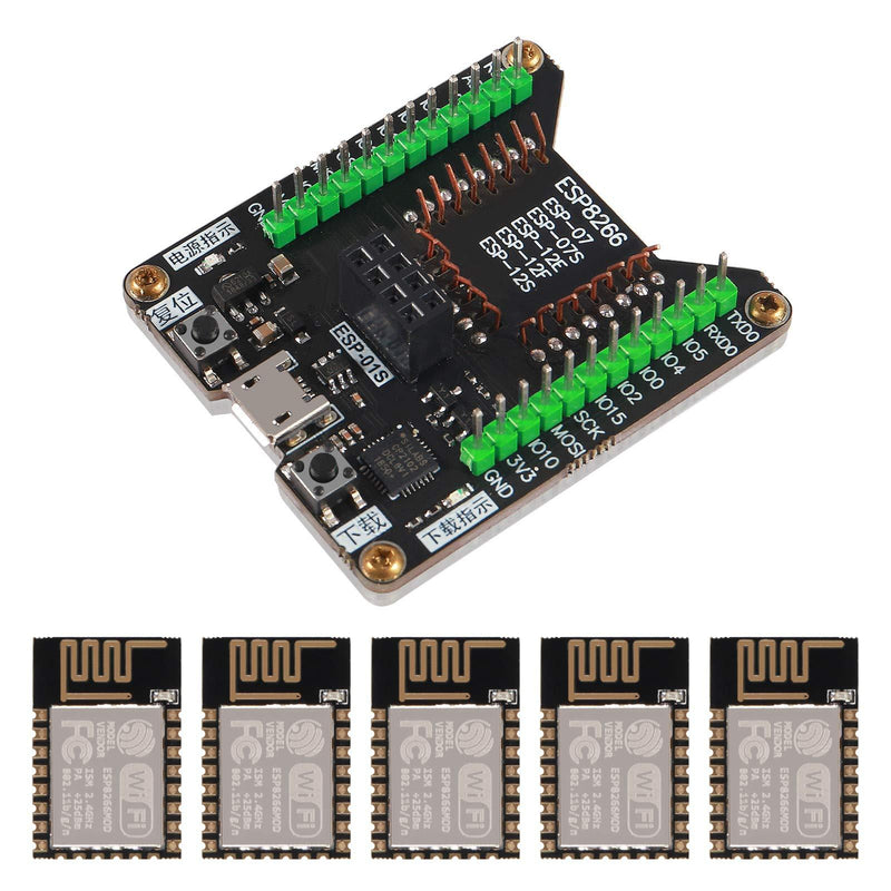 DORHEA ESP8266 Code Burner Firmware Downloader Flash Download Tool Test Board + 5pcs ESP-12E ESP12E WiFi Module Compatible with Ardu-ino, Wireless Transmission Serial Transceiver Receiver - LeoForward Australia