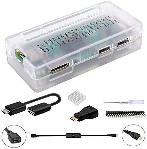 GeeekPi Raspberry Pi Zero/Zero W Case, 7 in 1 Basic Starter Kit with Raspberry Pi Zero Heatsink , 20Pin GPIO Header, OTG Cable, Switch Cable, HDMI Adapter and Screwdriver (Clear) Clear - LeoForward Australia