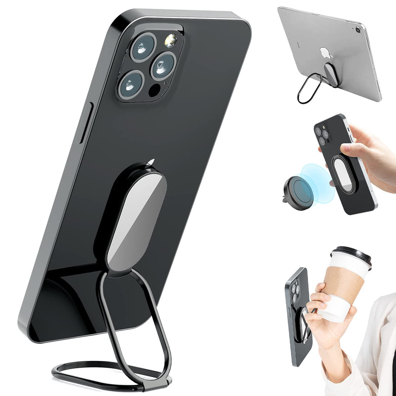 Phone Ring Holder Finger Kickstand, 360° Rotation Cell Phone Ring Holder Stand Metal Phone Back Grip for Magnetic Car Mount Foldable Cell Phone Stand Compatible with Most Smartphones Gun Black - LeoForward Australia