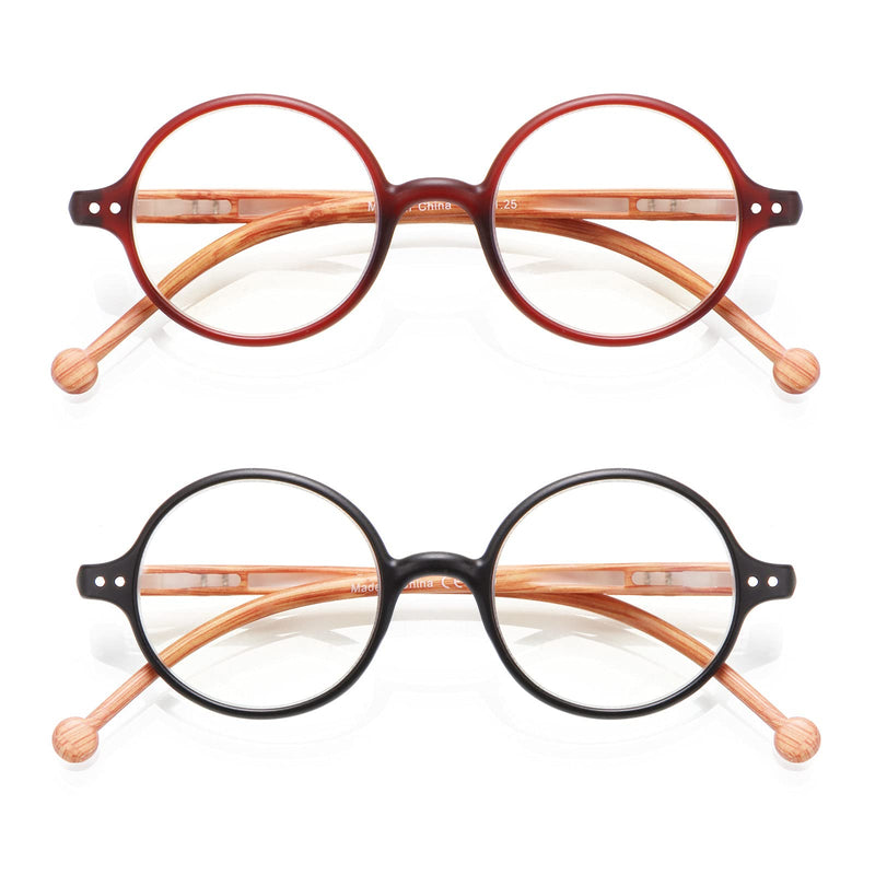 Reading Glasses Women Men Blue Light Blocking Round Readers Computer Glasses Matte Black+matte Red 4.0 x - LeoForward Australia