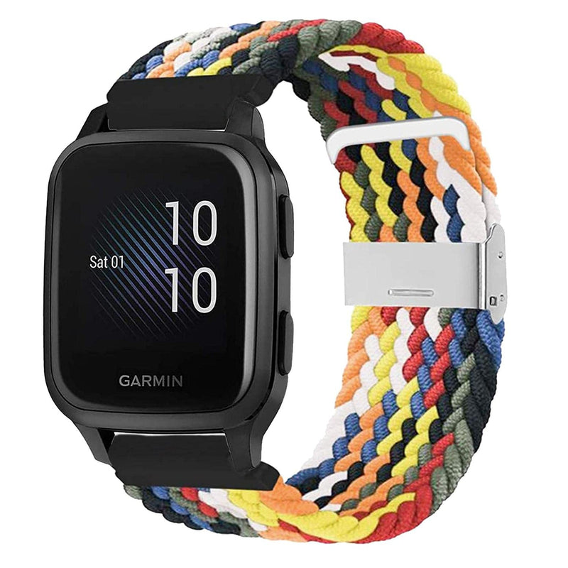 Abanen for Garmin Venu Sq / Vivoactive 3 Braided Loop Watch Bands, 20mm Elastic Soft Stretchy Nylon Wristband Strap with Adjustable Clasp for Garmin Venu/Vivomove 3,Approach S40 Multicolor - LeoForward Australia