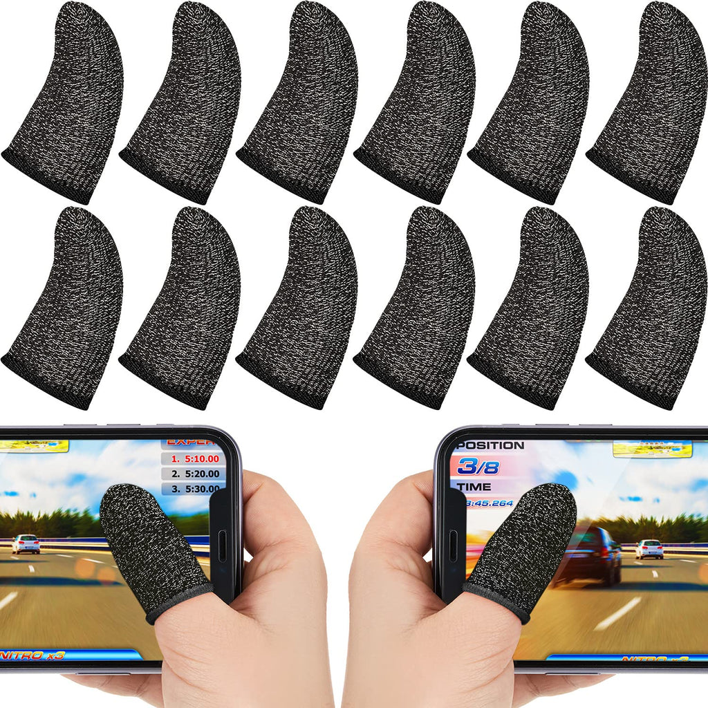 30 Piece Finger Sleeve for Gaming Mobile Game Controller Finger Thumb Sleeve Anti-Sweat Breathable Seamless Touchscreen Finger Cover Silver Fiber for Phone Game PUBG (Black Brim) Black Brim - LeoForward Australia