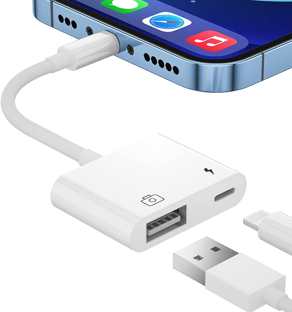  [AUSTRALIA] - [Apple MFi Certified] Lightning to USB Camera Adapter for iPhone, USB OTG Adapter with Fast Charging Port Portable Compatible with iPhone/iPad/Card Reader/USB Flash Drive/Keyboard/Mouse Plug and Play