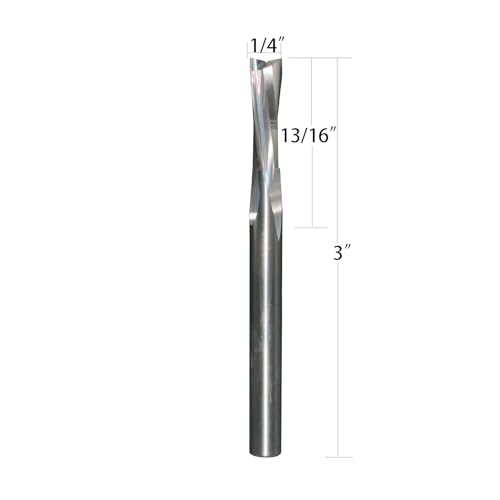 Ruhi DL220 2 Flutes Low Helix Spiral Router Bit Down Cut 2 Pieces CNC end Mill for Wood Carving Engraving 1/4" x 13/16"x 3" Shank 1/4" 2pcs 1/4D*13/16CL*3OL downcut