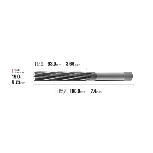 HSS Fixed Stem Guide Reamers Spiral 19mm，High Hardness H7 high Precision,1 pcs DRINYOUNG（19mm）