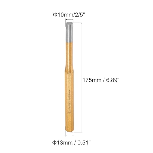 HARFINGTON 4pcs Pin Punch 10mm(2/5") 175mm Length Metric Non-marring Alloy Steel Cylindrical Alignment Punch Drive Pin Tools for Automotive Watch Repair Jewelry Craft 10x175mm 4