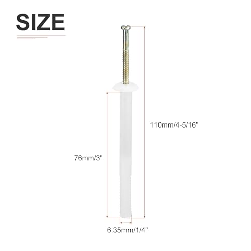DTGN 1/4" x 3" (D x L) Mushroom Nail Drive Anchors - 50Pack - Good for Furniture Installation - Steel Zinc Nail Nylon Drywall Rivets - White 1/4" x 3" 50