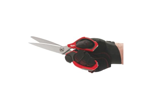 Milwaukee 48-22-4041 Iron Carbide Core Large-Looped Straight Jobsite Scissors w/ Onboard Ruler Markings and Index Finger Groove
