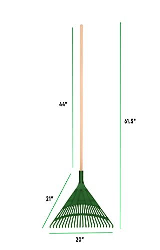 Leaf Collector & Adult Rake Set, Leaf Scoops & Rake for Leaf Picker Upper Gardening Lawn Care Hand Tools, 1 Lawn Cleaning Garden Rake & 1 Pair Leaf Scoop, Green Plastic Leaf Grabber, by Superio Adult Green Leaf Collector & Rake Set