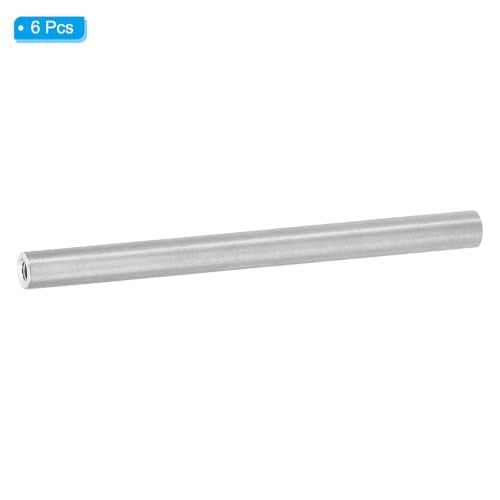 PATIKIL 6pcs M3 Metal Threaded Standoff Spacer Nuts, Round Aluminum Spacers Female Coupling Screws, 1/8" ID x 1/4" OD, Silver, (100mm L) 3mm ID x 6mm OD x 100mm L