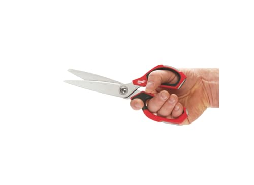 Milwaukee 48-22-4041 Iron Carbide Core Large-Looped Straight Jobsite Scissors w/ Onboard Ruler Markings and Index Finger Groove