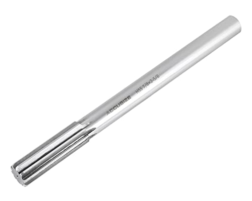 Accusize Industrial Tools 7/8'' H.S.S. Straight Shank Straight Flute Chucking Reamer, Flute Length 2-5/8'', Oal 10'', Right Hand, 8 Flute, 5015-0245 7/8 in.