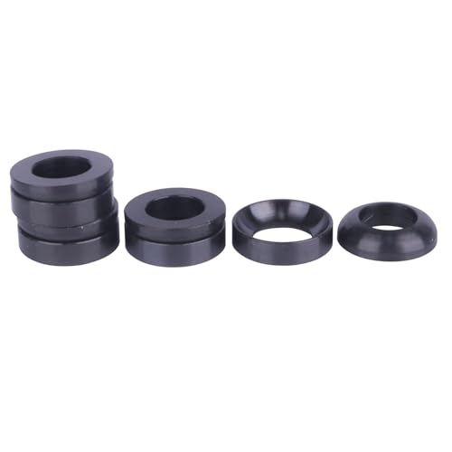 8Pcs Titanium M6 Concave Convex Washer Bolt Screw for Bicycle Brake Disc (Black) Black