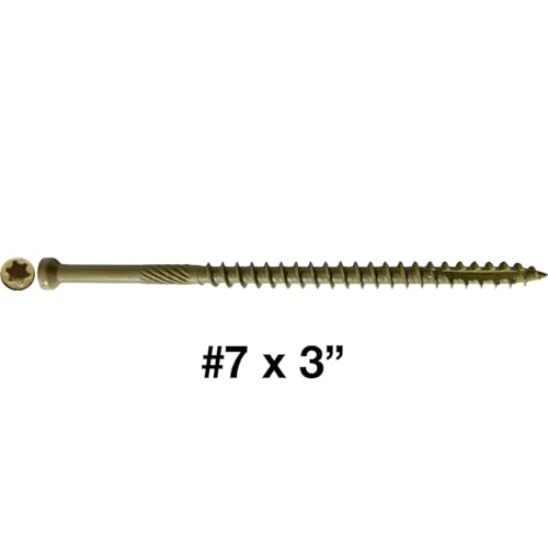#7 x 3 Bronze Coated Tiny Finish Head Multipurpose Wood Screw - Torx/Star - ACQ Compatible - 1 Pound 118 Screws 3" 1 LB