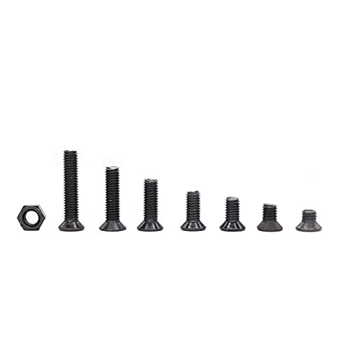 210pcs Black M5 Flat Phillips Countersunk Screws Hex Nuts Assortment Kit, M5x6mm/8mm/10mm/12mm/16mm/20mm/25mm,Carbon Steel