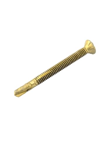 #14 x 2-3/4" Premium Screws, Rust Resistant, Branze Flat Torx Star Drive Head Exterior Coated Self-Drilling Wood to Metal Dura-Screws (1 LB, 35 PCS) 1 LB