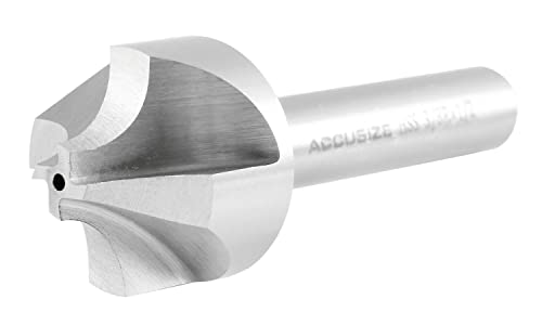 Accusize Industrial Tools 3/8'', H.S.S. Corner Rounding End Mills, 1/2'' Shank Dia, 1-1/4'' Cutter Dia, 3-1/2'' Overall Length, 1011-3878 3/8" x 1/2"(R x Shank Dia.)
