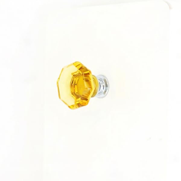 Dixiao 16 Pcs Gold Yellow Crystal Cabinet Knobs, Glass Furniture DoorKnobs, Crystal Cupboard Handles, Decorative Hardware Glass Dresser Drawer Pulls Golden Yellow