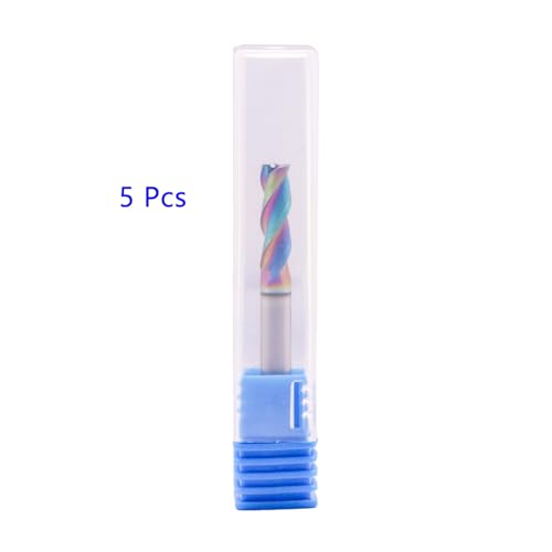 5Pcs 3/16" 3 Flute Solid Carbide Square End Mills for Aluminum, DLC Coated 3/16 in 5