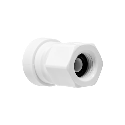Metpure 1/4" OD Quick Connect x 1/4" Comp (7/16" UNS Thread) Female Faucet Adapter Fitting for Water Filtration RO Faucet Adapter. White.