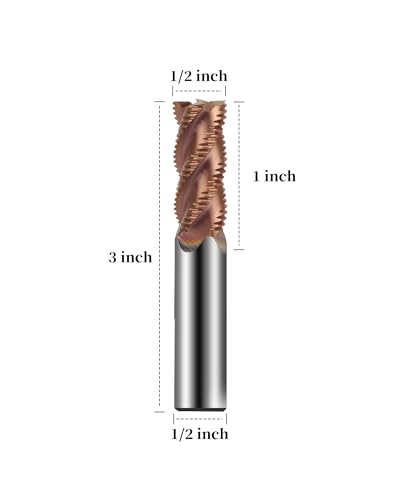 1/2" Carbide Roughing End Mill, 4 Flute End Mill Bits, 1/2" Cutting Dia 1/2 in