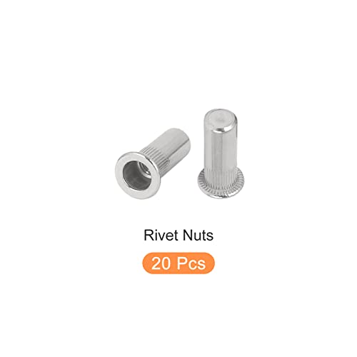 METALLIXITY Sealed Rivet Nuts (M5) 20Pcs, 304 Stainless Steel Blind Closed End Threaded Insert Nuts - for Furniture Mechanical Fasteners, Silver Tone M5 20