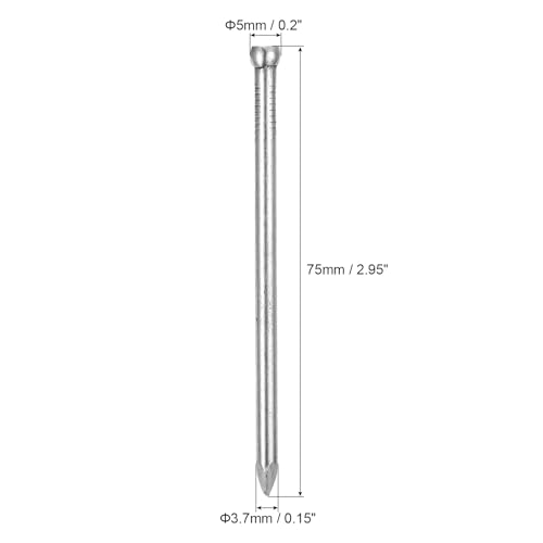 uxcell Finishing Nails 50pcs 75mm 3 Inch Hand-Drive Hardware Carbon Steel Nail Lost Head Nail