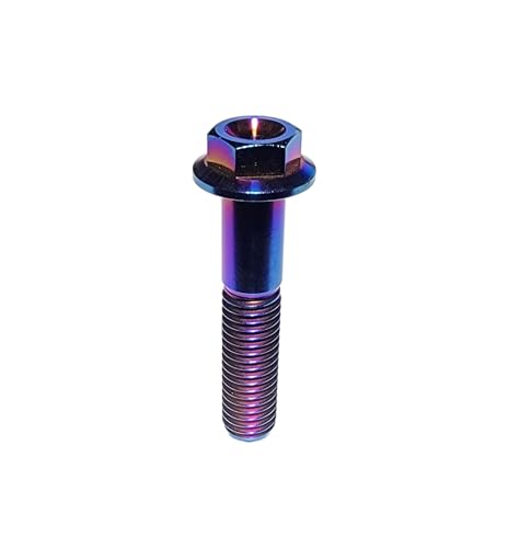 5 Pack Titanium M8 Hex Flange Bolts, M8 x 1.25 Metric, Multiple Length Options, Lightweight Corrosion Resistant Fasteners for Automotive & Industrial Use (Burnt Blue, M8x40mm) Burnt Blue