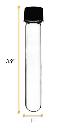 EISCO 24PK Test Tubes, 30ml - Bakelite Screw Cap with Rubber Liner - Borosilicate 3.3 Glass - 3.9" x 1" - Round Bottom - Leak Proof 24