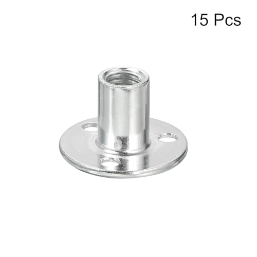 uxcell M12 Brad Hole Tee Nut, 15pcs Carbon Steel Round Base Screw-in T-Nuts Furniture Hardware Flange Female Thread Insert Nuts 15
