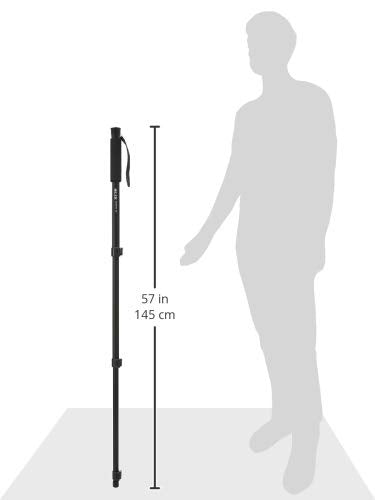 SLIK Monopod 350 Black Anodized Aluminum Construction 62" Tall (618-350) - Folds Down to 20", Weighs 11oz, Supports 11lbs, Soft Foam Wrapped Grip, Lever Locks