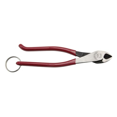 Klein Tools D248-9STT Pliers, Made in USA, Ironworker's Diagonal Cutting Pliers with High-Leverage Design ad Split Ring for Tethering, 9-Inch