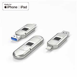 for iPhone USB3.0 Encrypted Drive Drive External Storage Fingerprint Encryption USB Flash Drive for iPhone/iPad/Mac/PC USB3.0 Flash Drive 128GB 128G