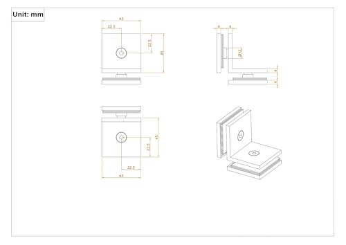Ranbo 90 Degree Glass to Glass Fixed Panel Clamp, Brushed Nickel, 2 Pack Straight Edge 90°glass to glass