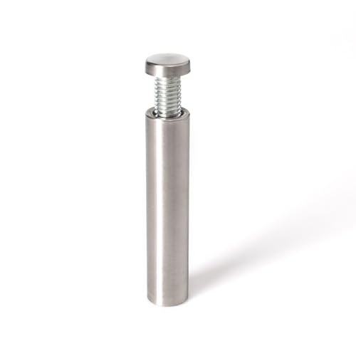Stainless Steel Standoff 5/8 Inch Diameter x 3 Inch Barrel Length Brushed Finish for PVC, Glass and Acrylic Sign Stand Off Wall Anchors and Screws 4 Piece Pack for Heavy Signs