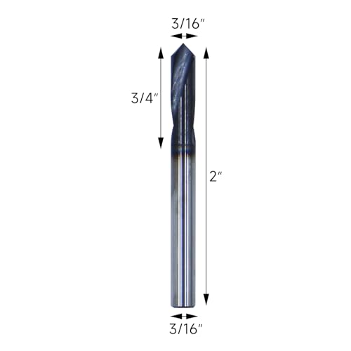 5Pcs 3/16in Solid Carbide Spotting Drill, 2 Flute, AlTiN Coated 5