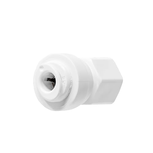 Metpure 1/4" OD Quick Connect x 1/4" Comp (7/16" UNS Thread) Female Faucet Adapter Fitting for Water Filtration RO Faucet Adapter. White.