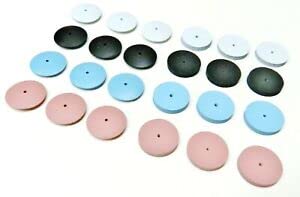 Silicone Polishing Wheel Set of 26 Silicone Polishing 7/8" Wheel Kit Assortment 24 Pieces + 2 Mandrels 4 Grades - Coarse White/Medium Black/Fine Blue/Extra Fine Pink Made in Germany by JTS