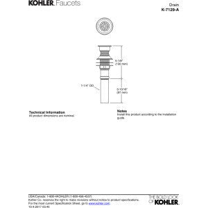 KOHLER GRID DRAIN WITH OVERFLOW 1.25 Brushed Nickel