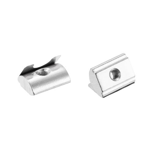uxcell 30Pcs M5 T Nuts Roll in Spring, T Nut with Spring Sheet Carbon Steel Nickel Plated for 4545 Series Slot Aluminum Profile M5-0.8x20x15x7.6mm 30